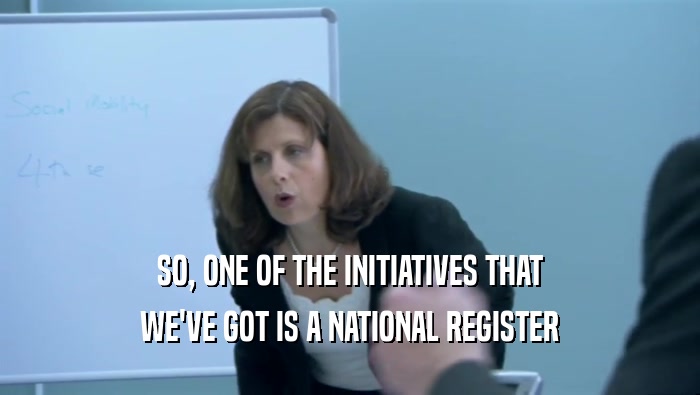 SO, ONE OF THE INITIATIVES THAT WE'VE GOT IS A NATIONAL REGISTER 
