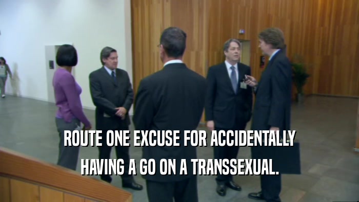 ROUTE ONE EXCUSE FOR ACCIDENTALLY HAVING A GO ON A TRANSSEXUAL. 