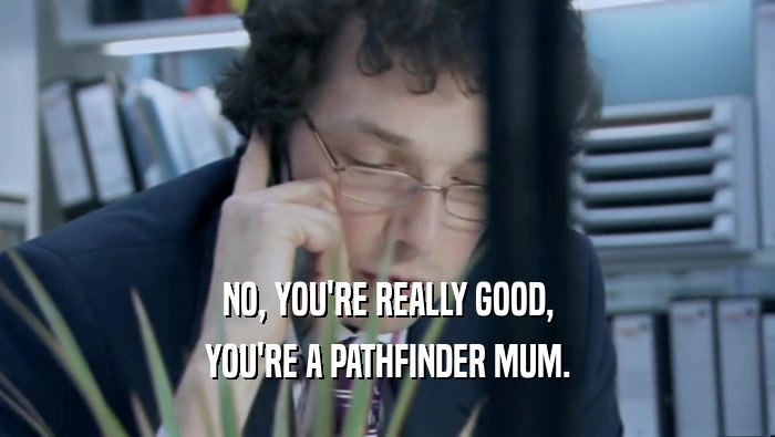 NO, YOU'RE REALLY GOOD, YOU'RE A PATHFINDER MUM. 