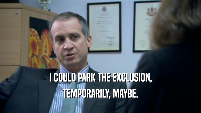 I COULD PARK THE EXCLUSION, TEMPORARILY, MAYBE. 