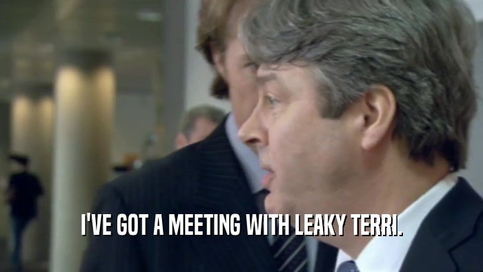 I'VE GOT A MEETING WITH LEAKY TERRI.
  