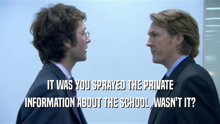 IT WAS YOU SPRAYED THE PRIVATE
 INFORMATION ABOUT THE SCHOOL, WASN'T IT?
 