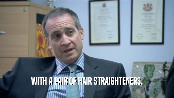 WITH A PAIR OF HAIR STRAIGHTENERS.  