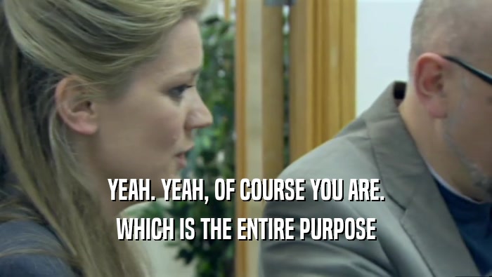 YEAH. YEAH, OF COURSE YOU ARE. WHICH IS THE ENTIRE PURPOSE 