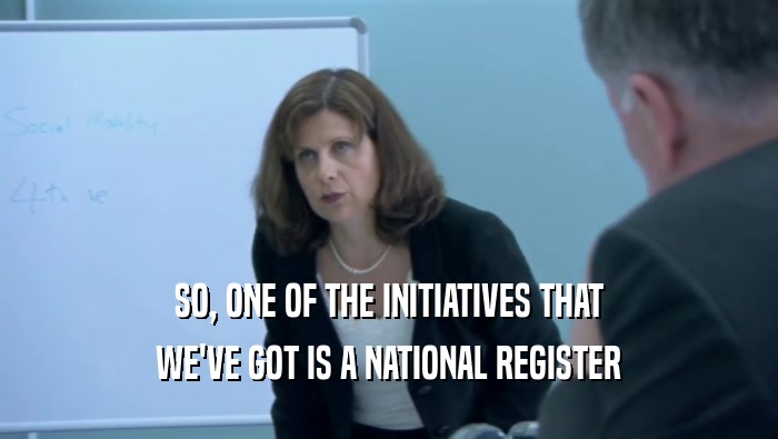 SO, ONE OF THE INITIATIVES THAT WE'VE GOT IS A NATIONAL REGISTER 