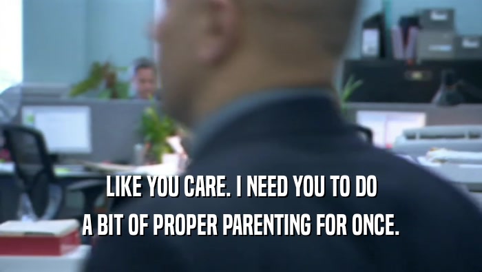 LIKE YOU CARE. I NEED YOU TO DO A BIT OF PROPER PARENTING FOR ONCE. 