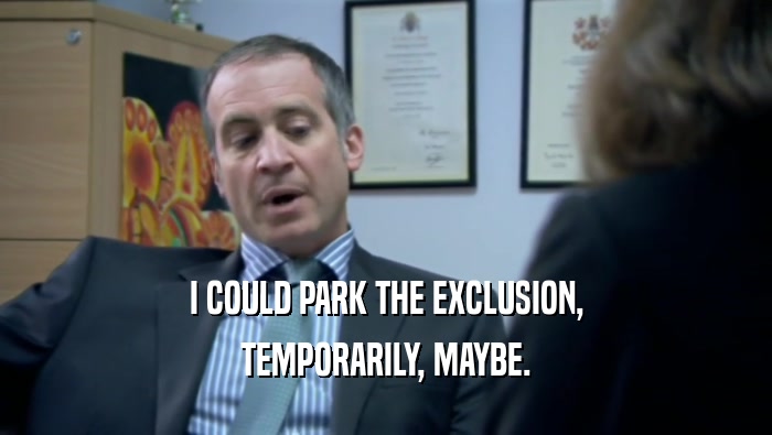 I COULD PARK THE EXCLUSION, TEMPORARILY, MAYBE. 