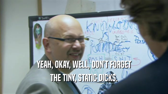 YEAH, OKAY, WELL, DON'T FORGET THE TINY, STATIC DICKS. 