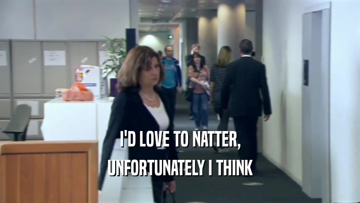 I'D LOVE TO NATTER, UNFORTUNATELY I THINK 