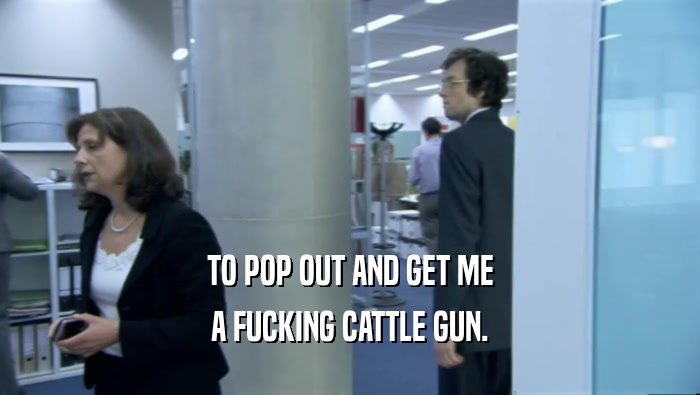 TO POP OUT AND GET ME
 A FUCKING CATTLE GUN.
 