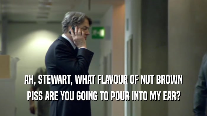 AH, STEWART, WHAT FLAVOUR OF NUT BROWN PISS ARE YOU GOING TO POUR INTO MY EAR? 