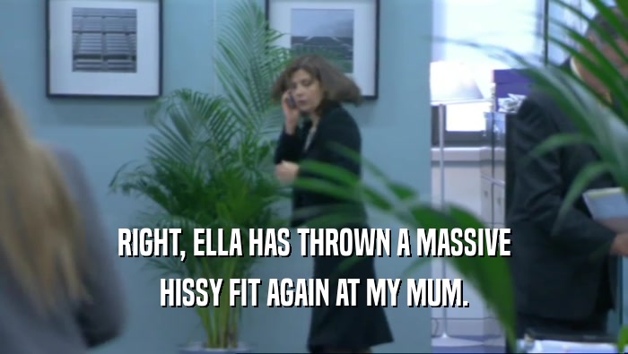 RIGHT, ELLA HAS THROWN A MASSIVE HISSY FIT AGAIN AT MY MUM. 