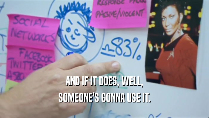 AND IF IT DOES, WELL, SOMEONE'S GONNA USE IT. 