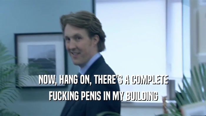 NOW, HANG ON, THERE'S A COMPLETE FUCKING PENIS IN MY BUILDING 