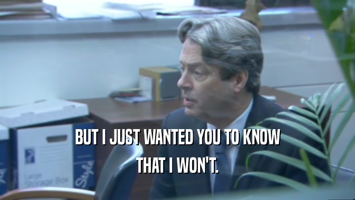 BUT I JUST WANTED YOU TO KNOW THAT I WON'T. 