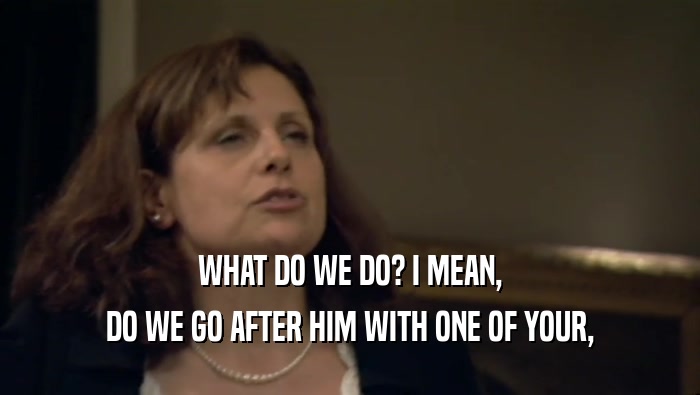 WHAT DO WE DO? I MEAN, DO WE GO AFTER HIM WITH ONE OF YOUR, 