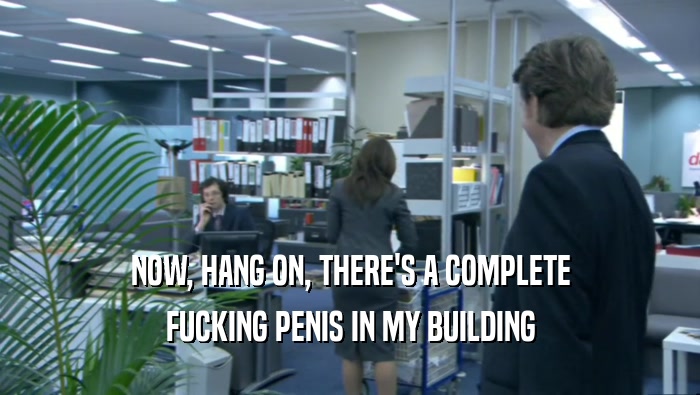 NOW, HANG ON, THERE'S A COMPLETE
 FUCKING PENIS IN MY BUILDING
 