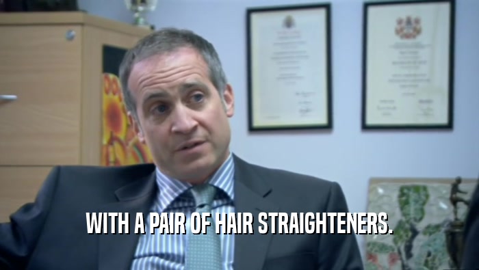 WITH A PAIR OF HAIR STRAIGHTENERS.  