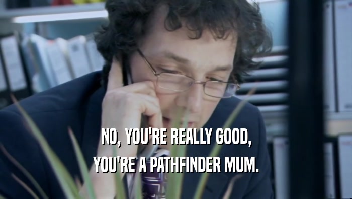 NO, YOU'RE REALLY GOOD, YOU'RE A PATHFINDER MUM. 