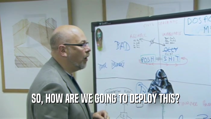 SO, HOW ARE WE GOING TO DEPLOY THIS?  