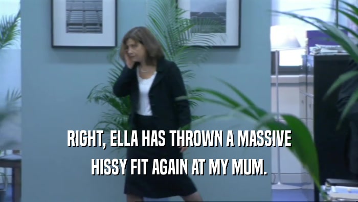 RIGHT, ELLA HAS THROWN A MASSIVE HISSY FIT AGAIN AT MY MUM. 