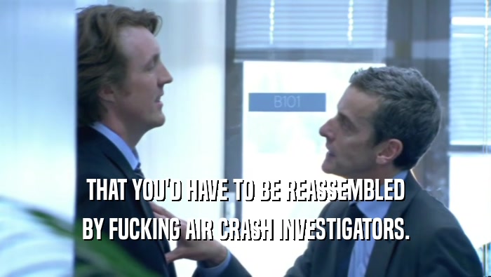 THAT YOU'D HAVE TO BE REASSEMBLED BY FUCKING AIR CRASH INVESTIGATORS. 
