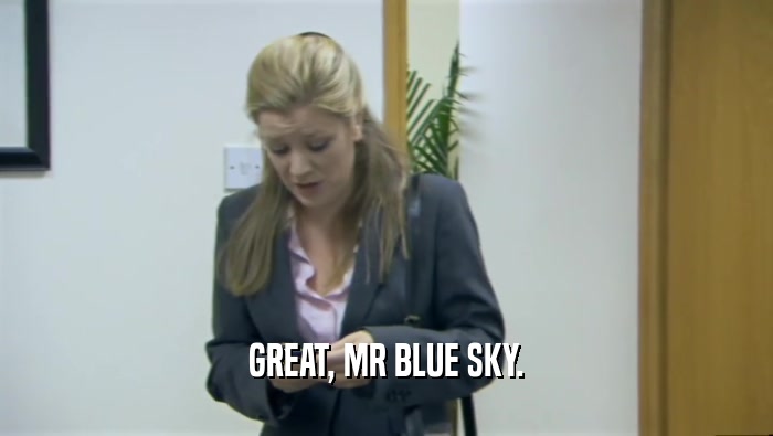 GREAT, MR BLUE SKY.  