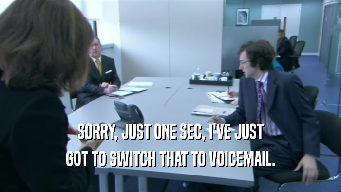 SORRY, JUST ONE SEC, I'VE JUST
 GOT TO SWITCH THAT TO VOICEMAIL.
 