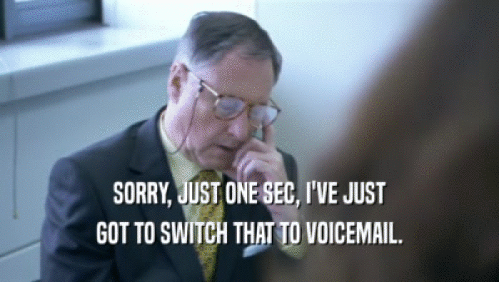 SORRY, JUST ONE SEC, I'VE JUST
 GOT TO SWITCH THAT TO VOICEMAIL.
 