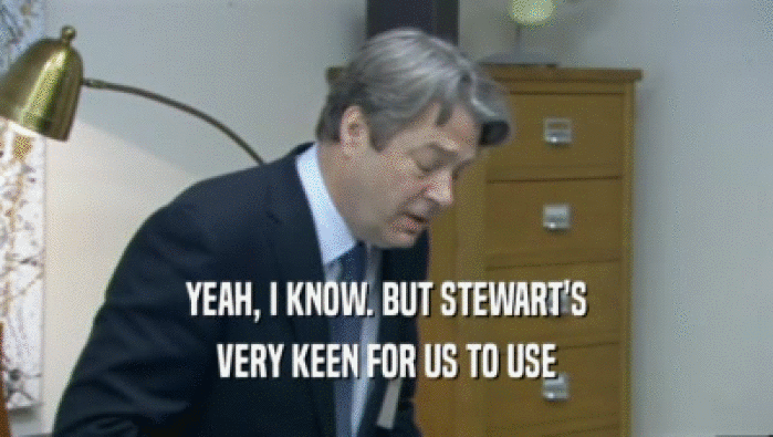 YEAH, I KNOW. BUT STEWART'S
 VERY KEEN FOR US TO USE
 