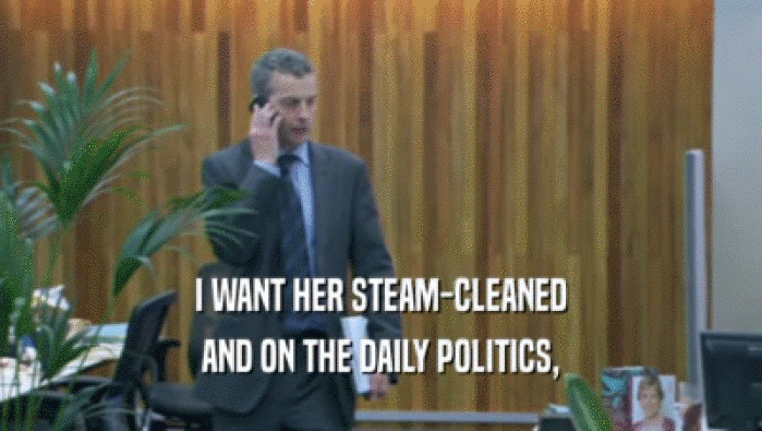I WANT HER STEAM-CLEANED AND ON THE DAILY POLITICS, 