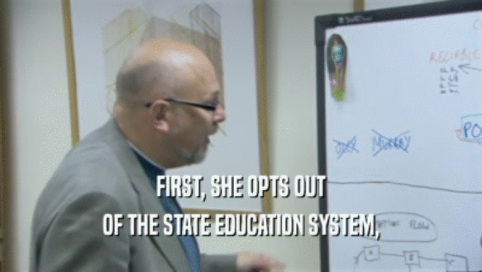 FIRST, SHE OPTS OUT OF THE STATE EDUCATION SYSTEM, 