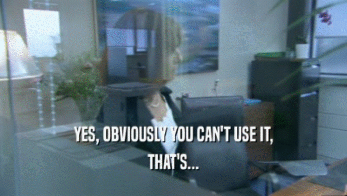 YES, OBVIOUSLY YOU CAN'T USE IT, THAT'S... 