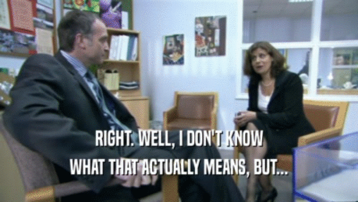 RIGHT. WELL, I DON'T KNOW WHAT THAT ACTUALLY MEANS, BUT... 