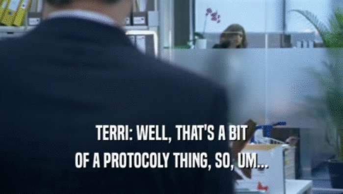 TERRI: WELL, THAT'S A BIT OF A PROTOCOLY THING, SO, UM... 