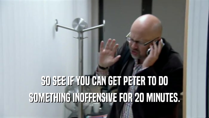SO SEE IF YOU CAN GET PETER TO DO SOMETHING INOFFENSIVE FOR 20 MINUTES. 