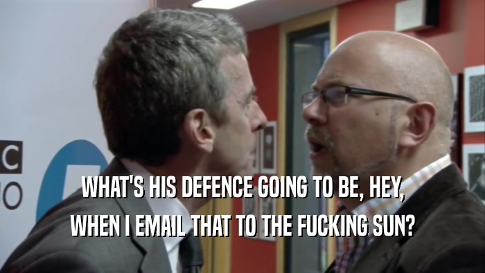 WHAT'S HIS DEFENCE GOING TO BE, HEY, WHEN I EMAIL THAT TO THE FUCKING SUN? 