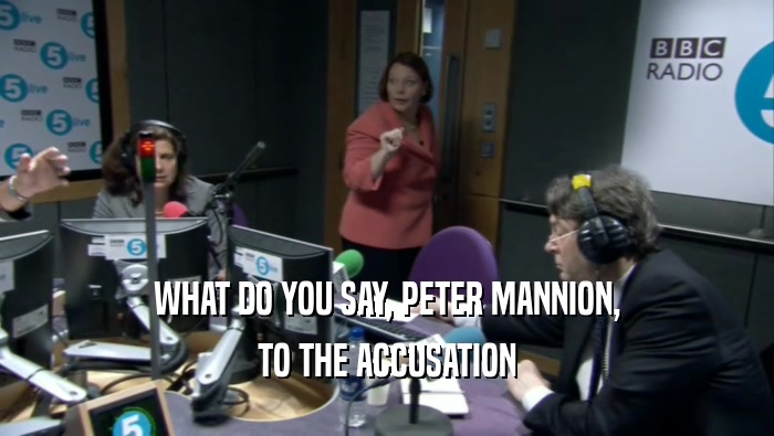 WHAT DO YOU SAY, PETER MANNION,
 TO THE ACCUSATION
 