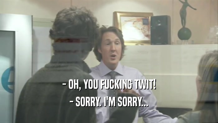 - OH, YOU FUCKING TWIT! - SORRY. I'M SORRY... 
