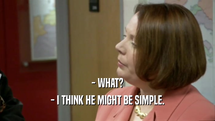 - WHAT? - I THINK HE MIGHT BE SIMPLE. 