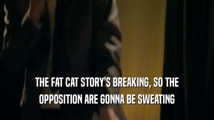 THE FAT CAT STORY'S BREAKING, SO THE OPPOSITION ARE GONNA BE SWEATING 