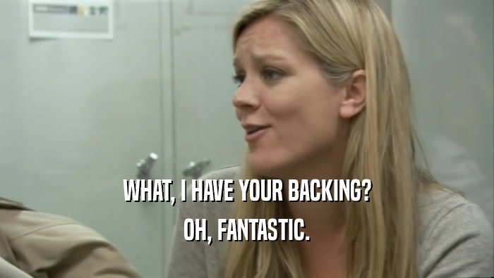 WHAT, I HAVE YOUR BACKING? OH, FANTASTIC. 