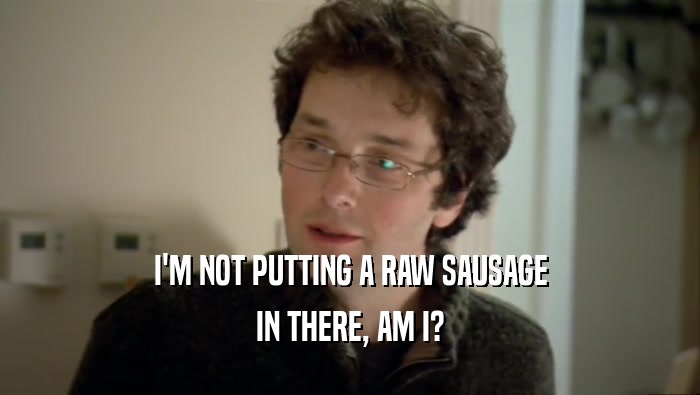 I'M NOT PUTTING A RAW SAUSAGE IN THERE, AM I? 