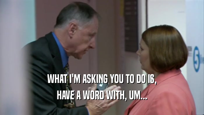 WHAT I'M ASKING YOU TO DO IS, HAVE A WORD WITH, UM... 