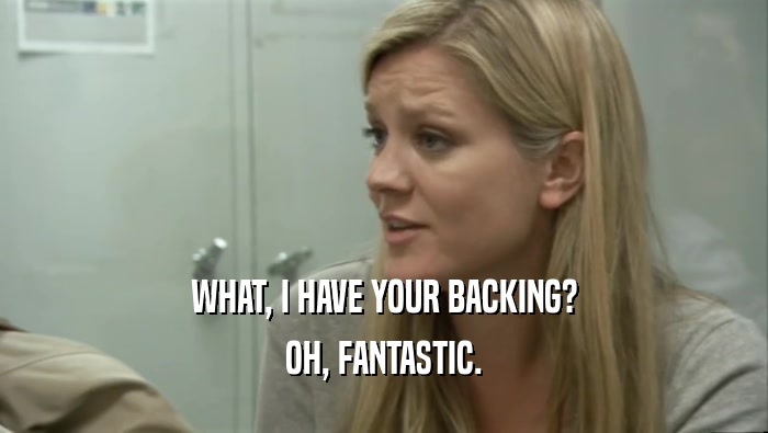 WHAT, I HAVE YOUR BACKING? OH, FANTASTIC. 