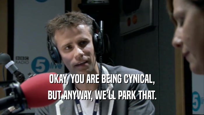 OKAY, YOU ARE BEING CYNICAL, BUT ANYWAY, WE'LL PARK THAT. 