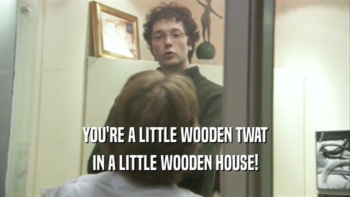 YOU'RE A LITTLE WOODEN TWAT IN A LITTLE WOODEN HOUSE! 