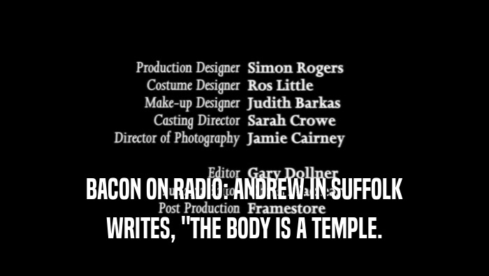 BACON ON RADIO: ANDREW IN SUFFOLK WRITES, 