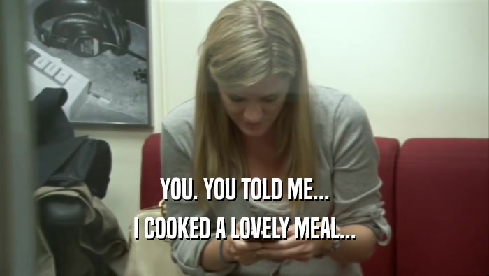YOU. YOU TOLD ME... I COOKED A LOVELY MEAL... 