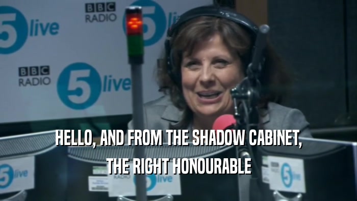 HELLO, AND FROM THE SHADOW CABINET, THE RIGHT HONOURABLE 